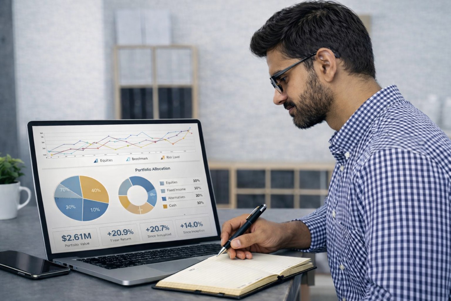 Reviewing portfolio analytics — risk, return, allocation